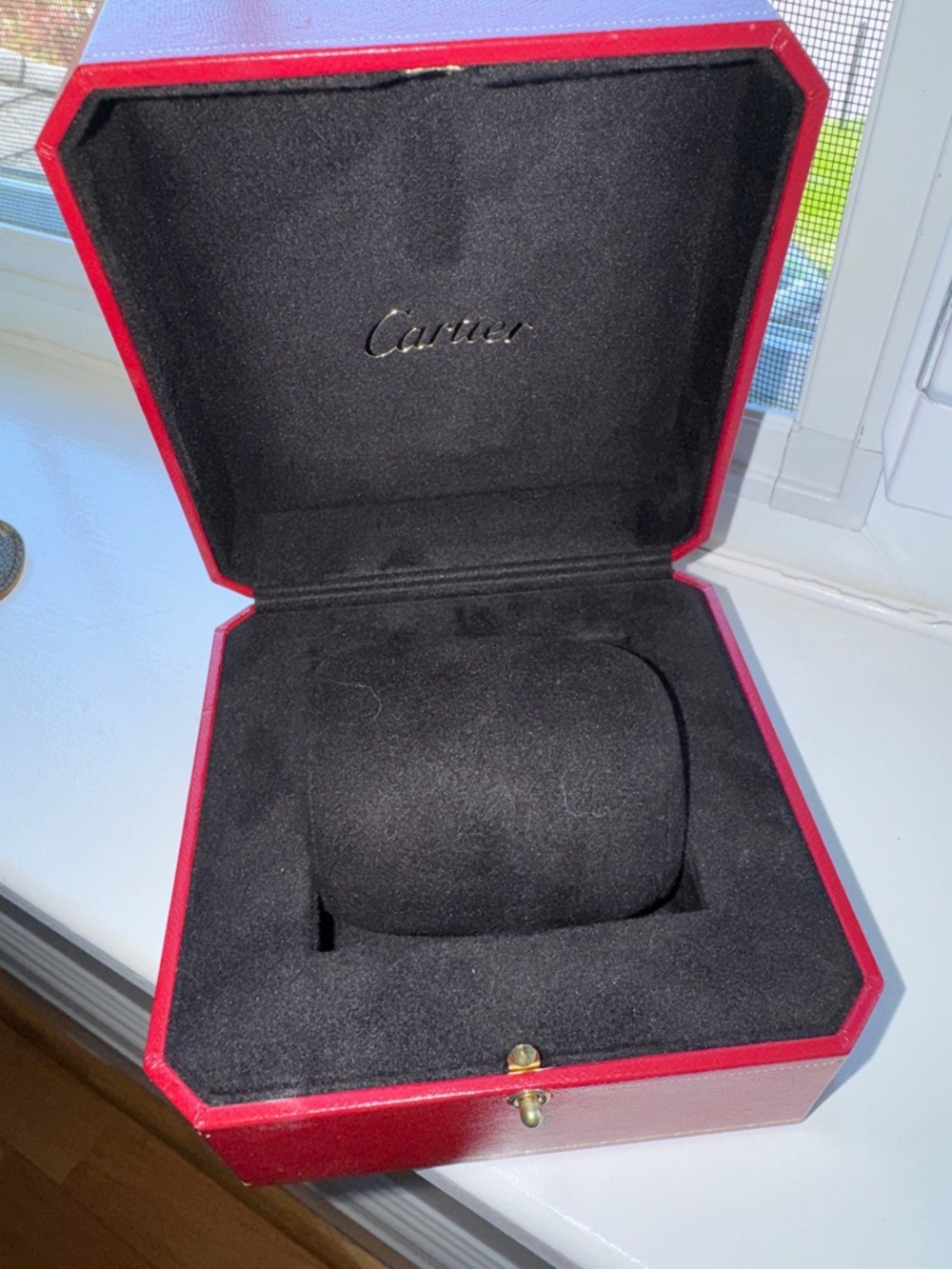 Cartier Red and Black Jewelry Box with Gold Accent